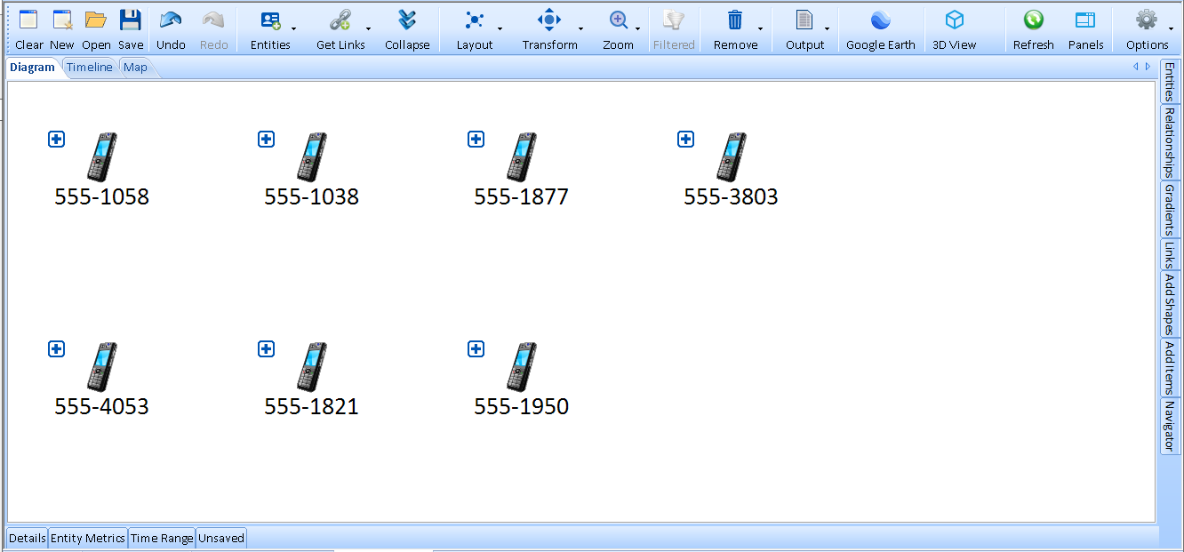 Visualizer Diagram of Suspect Phone Numbers