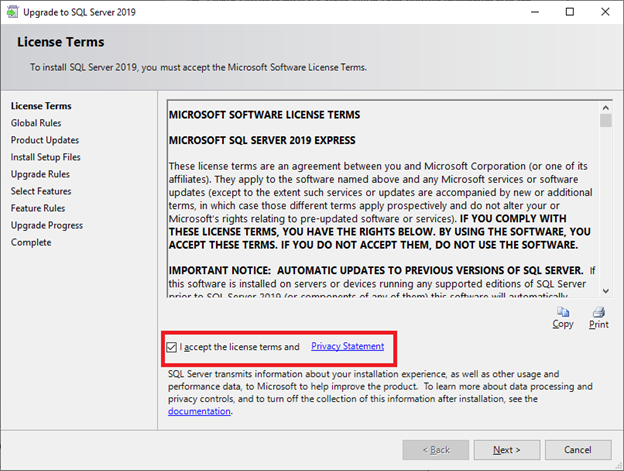 Microsoft SQL Server 2019 License Terms