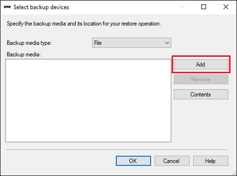 SQL Server Restore Backup Device