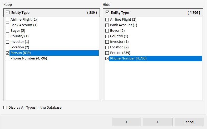 Choose the Entity Types to Keep and Replace