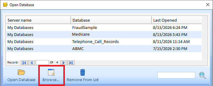 Open Database Selector