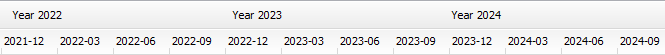 Year View, Quarterly with Summary Label for each Year (example 3 years)